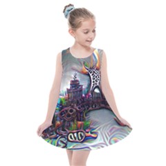 Abstract Art Psychedelic Art Experimental Kids  Summer Dress by Uceng