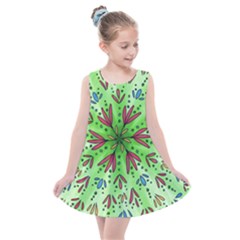 Flower Mandala Art Drawing Spring Background Kids  Summer Dress by Uceng