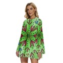 Flower Mandala Art Drawing Spring Background Round Neck Long Sleeve Bohemian Style Chiffon Mini Dress View2