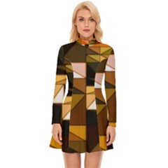 Abstract Experimental Geometric Shape Pattern Long Sleeve Velour Longline Dress by Uceng