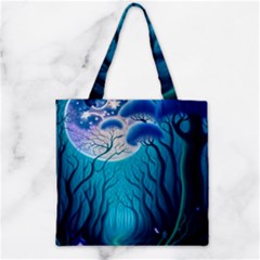 Blue Forrest Jungle,tree Trees Nature Landscape Zipper Grocery Tote Bag by Uceng