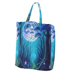 Blue Forrest Jungle,tree Trees Nature Landscape Giant Grocery Tote by Uceng