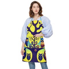 Owl Animal Cartoon Drawing Tree Nature Landscape Pocket Apron by Uceng