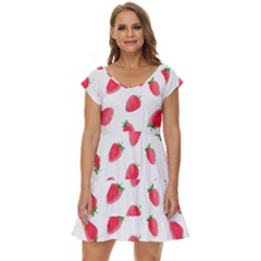 Strawberry Short Sleeve Tiered Mini Dress by SychEva