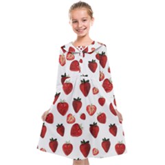 Strawberry Watercolor Kids  Midi Sailor Dress by SychEva