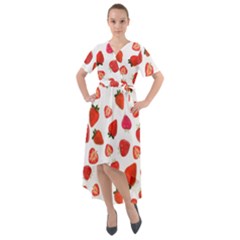 Strawberries Front Wrap High Low Dress by SychEva