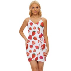 Strawberries Wrap Tie Front Dress by SychEva