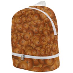 Fruity Fun Tangerine Print Pattern Zip Bottom Backpack by dflcprintsclothing