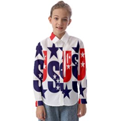 Usa Stars Fourth Of July Symbol America Usa Stars Kids  Long Sleeve Shirt by Wegoenart