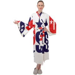 Usa Stars Fourth Of July Symbol America Usa Stars Maxi Velvet Kimono by Wegoenart