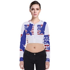 Usa Flag Eagle Symbol American Bald Eagle Country Long Sleeve Zip Up Bomber Jacket by Wegoenart