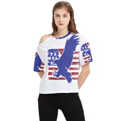 Usa Flag Eagle Symbol American Bald Eagle Country One Shoulder Cut Out Tee by Wegoenart