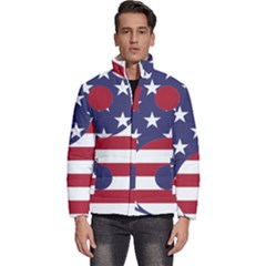 Yang Yin America Flag Abstract Art Asian Balance Men s Puffer Bubble Jacket Coat by Wegoenart