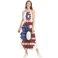 Us Flag Flower Sunshine Flag America Usa Boho Sleeveless Summer Dress by Wegoenart