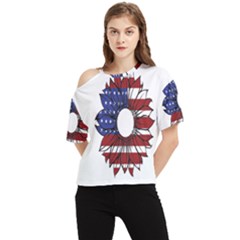 Us Flag Flower Sunshine Flag America Usa One Shoulder Cut Out Tee by Wegoenart