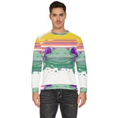 Frog Animal Sun Amphibian Figure Digital Art Men s Fleece Sweatshirt by Wegoenart