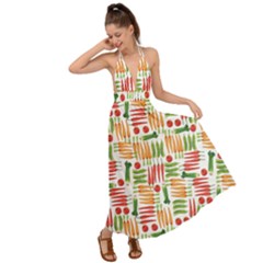 Vegetables Backless Maxi Beach Dress by SychEva