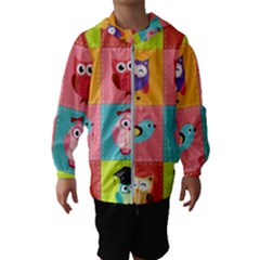 Owls Pattern Abstract Art Vector Cartoon Kids  Hooded Windbreaker by Salman4z