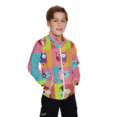 Owls Pattern Abstract Art Vector Cartoon Kids  Windbreaker by Salman4z