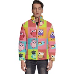 Owls Pattern Abstract Art Vector Cartoon Men s Puffer Bubble Jacket Coat by Salman4z