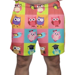 Owls Pattern Abstract Art Vector Cartoon Men s Shorts by Salman4z