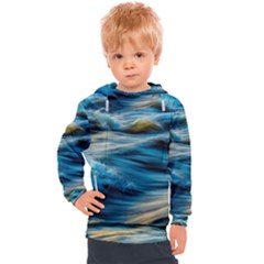 Waves Wave Water Blue Sea Ocean Abstract Kids  Hooded Pullover by Salman4z