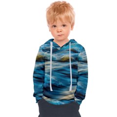 Waves Wave Water Blue Sea Ocean Abstract Kids  Overhead Hoodie by Salman4z