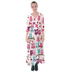 Owl Pattern Button Up Maxi Dress by Salman4z