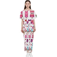 Owl Pattern Batwing Lightweight Chiffon Jumpsuit by Salman4z