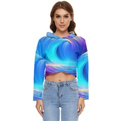 Art Fantasy Painting Colorful Pattern Design Women s Lightweight Cropped Hoodie by Ravend