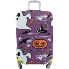 Pumpkin Ghost Witch Hat Halloween Sketch Holiday Luggage Cover (large) by Ravend