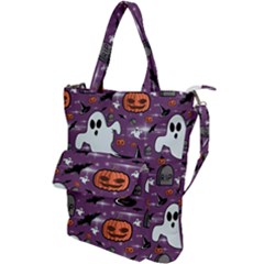 Pumpkin Ghost Witch Hat Halloween Sketch Holiday Shoulder Tote Bag by Ravend