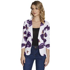 Eggplant Women s One-button 3/4 Sleeve Short Jacket by SychEva