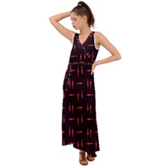 Hot Peppers V-neck Chiffon Maxi Dress by SychEva