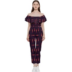 Hot Peppers Off Shoulder Ruffle Top Jumpsuit by SychEva