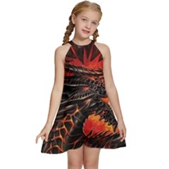 Dragon Kids  Halter Collar Waist Tie Chiffon Dress by Salman4z