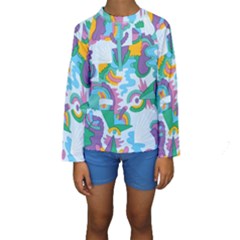 Pattern Hotdogtrap Kids  Long Sleeve Swimwear by Salman4z