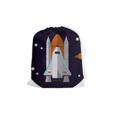 Rocket Space Universe Spaceship Drawstring Pouch (medium) by Salman4z