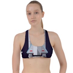 Rocket Space Universe Spaceship Criss Cross Racerback Sports Bra by Salman4z