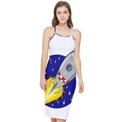 Rocket Ship Launch Vehicle Moon Bodycon Cross Back Summer Dress by Salman4z