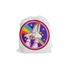 Badge Patch Pink Rainbow Rocket Drawstring Pouch (medium) by Salman4z