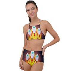 Rocket Take Off Missiles Cosmos High Waist Tankini Set by Salman4z