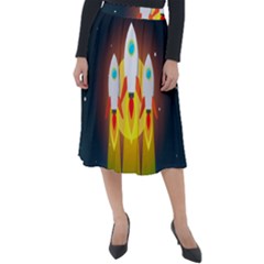 Rocket Take Off Missiles Cosmos Classic Velour Midi Skirt  by Salman4z