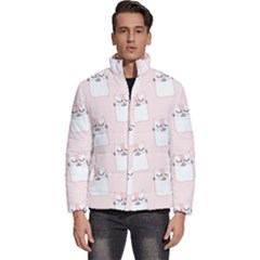 Pattern Pink Cute Sweet Fur Cats Men s Puffer Bubble Jacket Coat by Salman4z