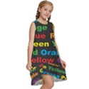 Red Yellow Blue Green Purple Kids  Frill Swing Dress View3