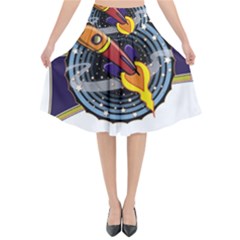 Rocket Space Clipart Illustrator Flared Midi Skirt by Salman4z