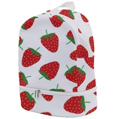 Seamless Pattern Fresh Strawberry Zip Bottom Backpack by Salman4z