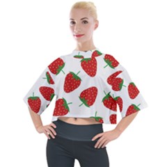 Seamless Pattern Fresh Strawberry Mock Neck Tee by Salman4z