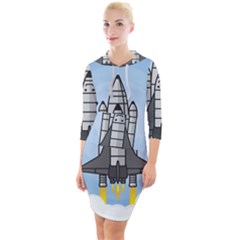 Rocket Shuttle Spaceship Science Quarter Sleeve Hood Bodycon Dress by Salman4z