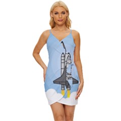 Rocket Shuttle Spaceship Science Wrap Tie Front Dress by Salman4z